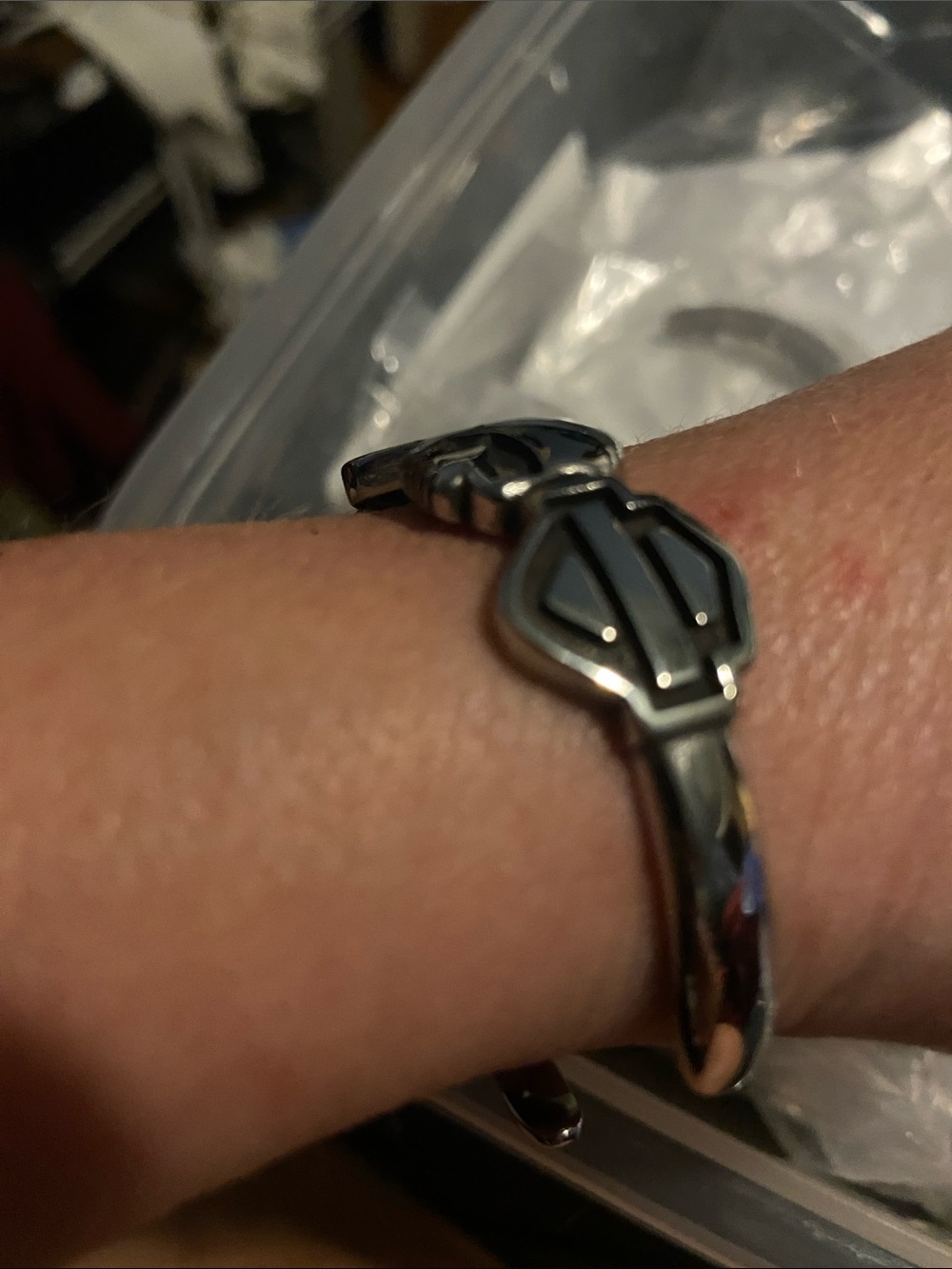 Harley-Davidson Silver and Black Skull Link Bracelet - Picture 3 of 6